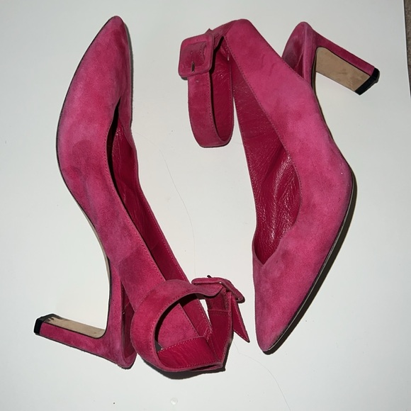 Jimmy Choo Elegant Pink Suede Women's Heels with ankle strap. - Picture 4 of 5